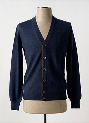 Gilet manches longues col v bleu GRAN SASSO homme