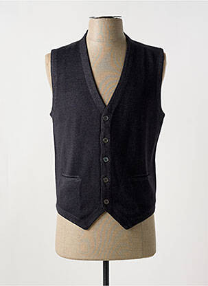 Gilet sans manche tissage chiné gris fonce GRAN SASSO homme