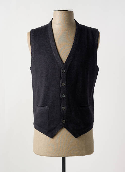 Gilet sans manche tissage chiné gris fonce GRAN SASSO homme