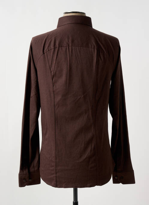 Chemise manches longues marron DESOTO pour homme