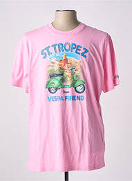 T-shirt stretch manches courtes rose MC2 SAINT BARTH homme