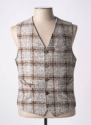 Gilet sans manche tissage chiné marron BOB homme