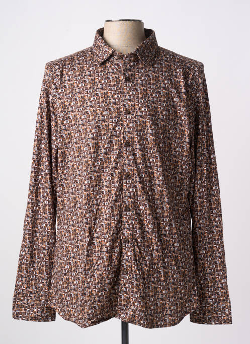 Chemise manches longues marron DESOTO pour homme