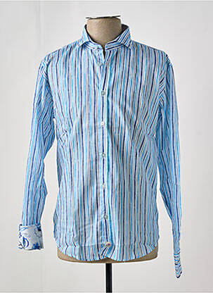 Chemise manches longues imprimé rayures bleu PANAMA homme