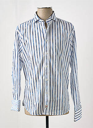 Chemise manches longues imprimé rayures bleu PANAMA homme