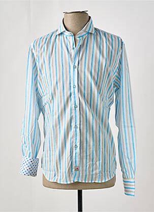 Chemise manches longues imprimé rayures bleu PANAMA homme
