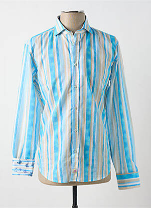 Chemise manches longues imprimé rayures bleu PANAMA homme