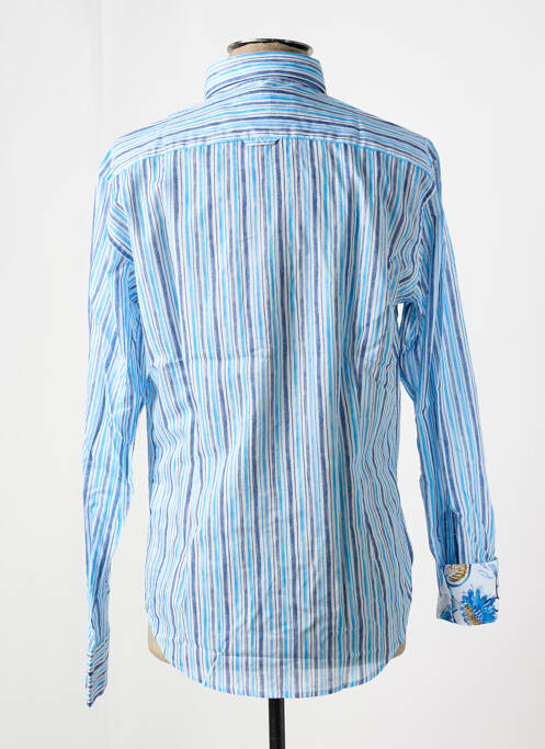 Chemise manches longues imprimé rayures bleu PANAMA homme