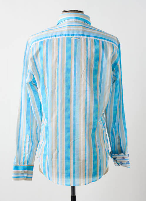 Chemise manches longues imprimé rayures bleu PANAMA homme