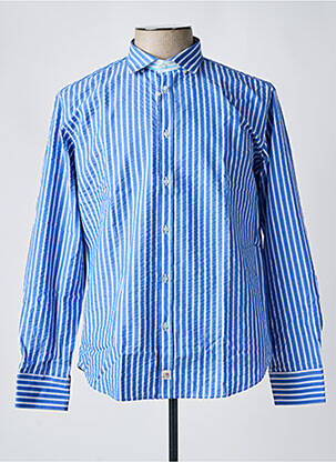 Chemise manches longues imprimé rayures bleu PANAMA homme