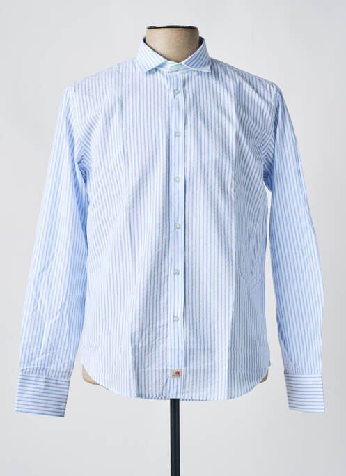 Chemise manches longues imprimé rayures bleu PANAMA homme