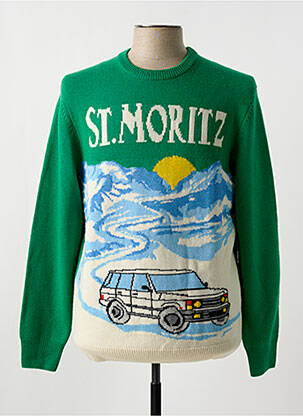 Pull tissage jacquard manches longues vert MC2 SAINT BARTH homme