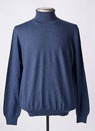 Pull col roulé coupe ajustée manches longues bleu GRAN SASSO homme