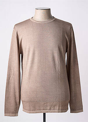 Pull col rond manches longues beige WOOL & CO homme