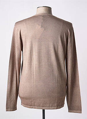 Pull col rond manches longues beige WOOL & CO homme