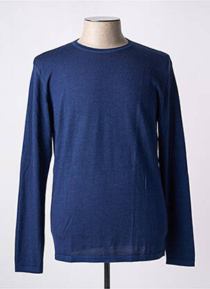 Pull col rond manches longues bleu WOOL & CO homme