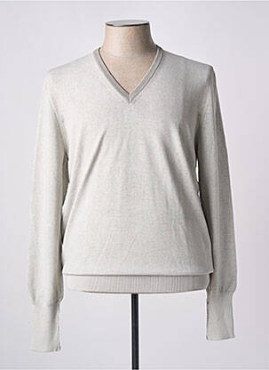 Pull col v manches longues gris GRAN SASSO homme