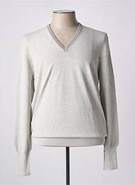 Pull col v manches longues gris GRAN SASSO homme