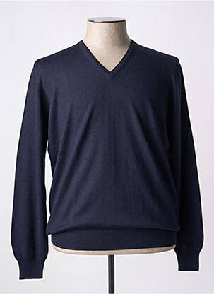 Pull col v manches longues bleu GRAN SASSO homme