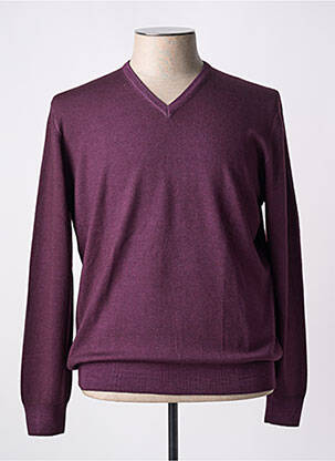 Pull col v manches longues violet GRAN SASSO homme