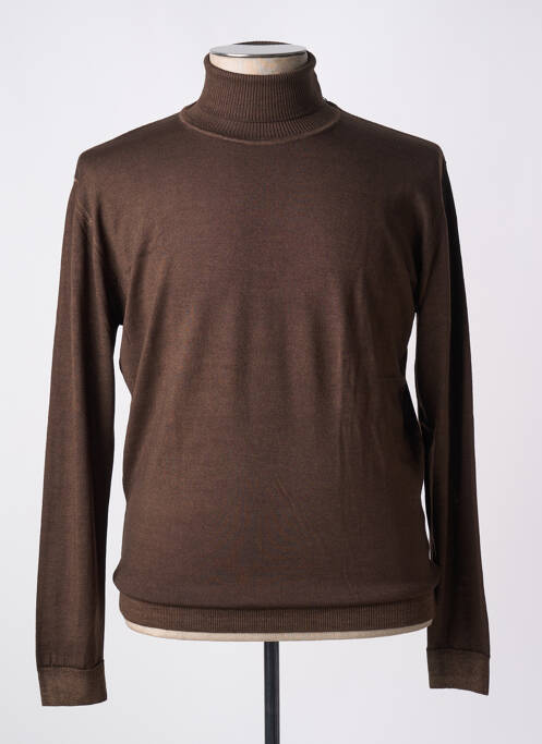 Pull col roulé marron WOOL & CO pour homme