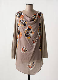 Tunique manches longues imprimé fantaisie beige ALAIN MURATI femme
