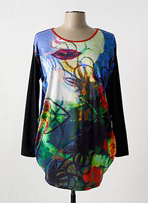 Tunique manches longues imprimé fantaisie bleu EDEN & ORPHEE femme