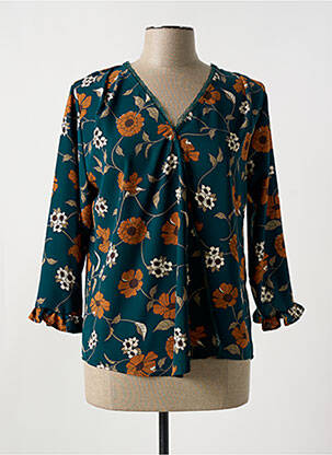 Blouse imprimé fleurs manches 3/4 vert ROMEO POUR JULIETTE femme