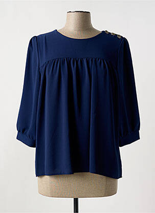 Blouse fermeture boutonnée au dos manches 3/4 bleu ROMEO POUR JULIETTE femme