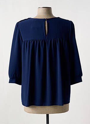 Blouse fermeture boutonnée au dos manches 3/4 bleu ROMEO POUR JULIETTE femme