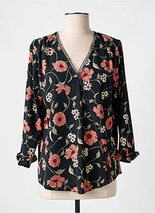 Blouse imprimé fleurs manches 3/4 noir ROMEO POUR JULIETTE femme