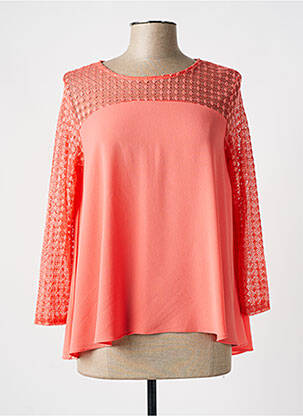 Blouse légère et transparente manches 3/4 orange ESPERANCE femme
