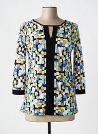 Top imprimé fantaisie manches 3/4 bleu ELL'APOSTROPHE femme