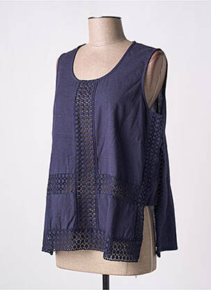 Top tissage crêpe sans manche bleu ALAIN MURATI femme