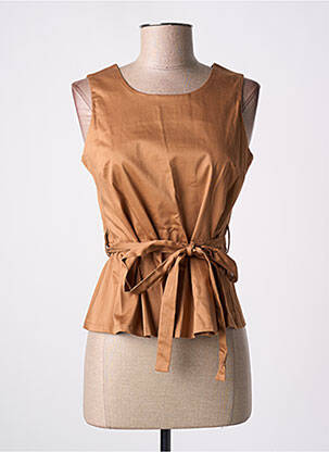 Top stretch sans manche marron HIPPOCAMPE femme