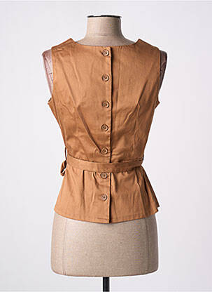 Top stretch sans manche marron HIPPOCAMPE femme