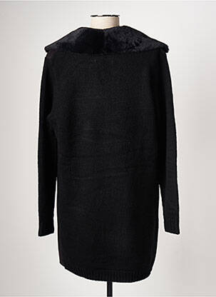 Manteau long fermeture pressionnée sans capuche noir SENSATION POUR ELLE femme