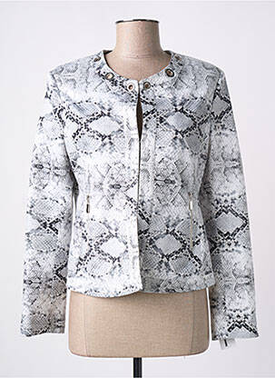 Veste chic col rond gris MARIELY femme