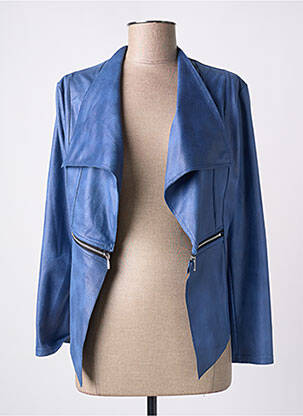 Veste casual tissage suedine bleu PARISIENNE femme