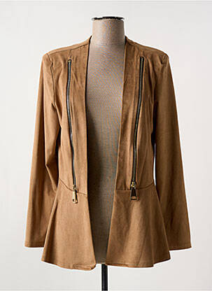 Veste casual tissage suedine marron PARISIENNE femme