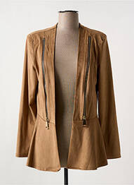 Veste casual tissage suedine marron PARISIENNE femme
