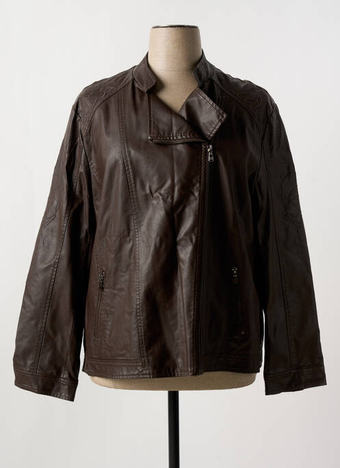 Veste simili cuir poches marron NANA BELLE femme
