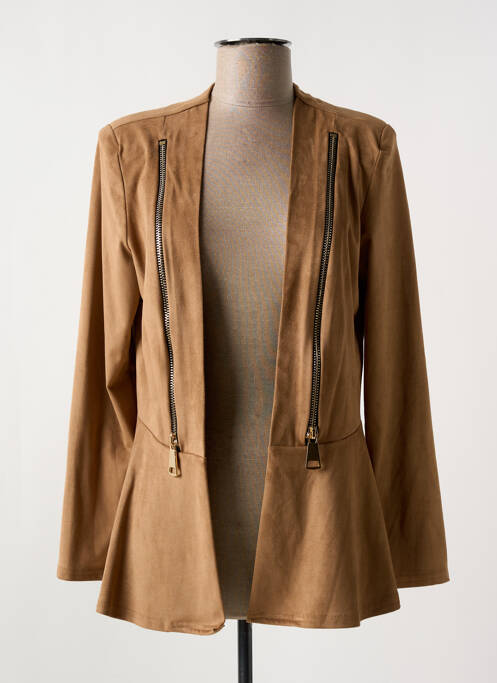 Veste casual tissage suedine marron PARISIENNE femme