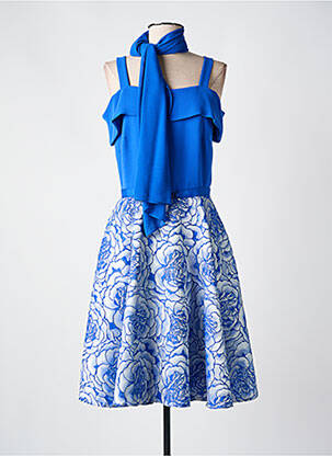 Robe mi-longue imprimé fleurs sans manche bleu MICHAELA LOUISA femme