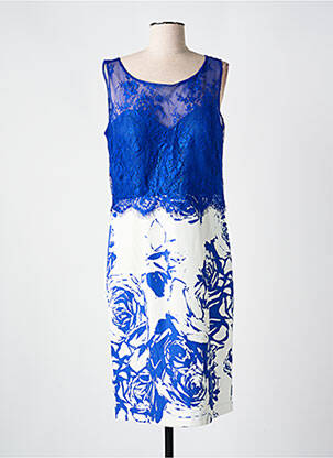 Robe mi-longue imprimé fleurs sans manche bleu CREATIF PARIS femme