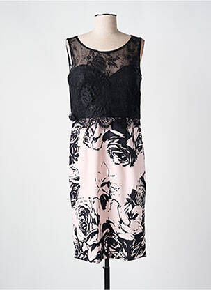 Robe mi-longue imprimé fleurs sans manche noir CREATIF PARIS femme