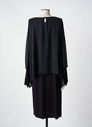 Robe mi-longue imprimé fleurs manches longues noir ALAIN MURATI femme
