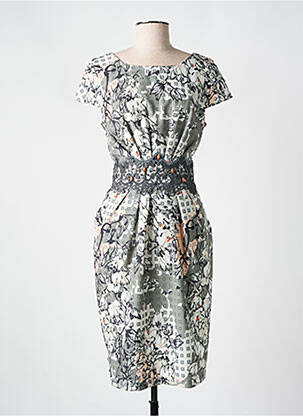 Robe mi-longue imprimé fantaisie manches courtes vert MICHAELA LOUISA femme