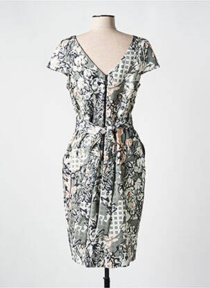 Robe mi-longue imprimé fantaisie manches courtes vert MICHAELA LOUISA femme