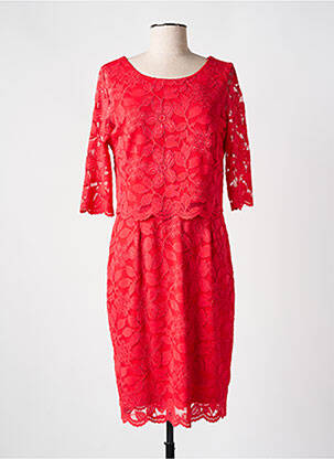 Robe mi-longue imprimé fleurs manches longues rouge MICHAELA LOUISA femme